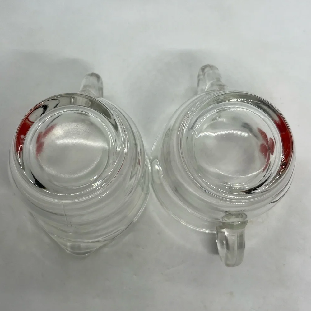 Vtg Sugar Creamer Set Handpainted Glass Poinsettia Floral Christmas Serveware